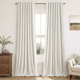 MIULEE Linen 100% Blackout Curtains 72 Inch Long 2 Panels, Back Tab Pinch Pleated Hook Belt Clip Rings Thermal Insulated Drapes for Bedroom Living Room Ivory Natural Black Out Window Curtains