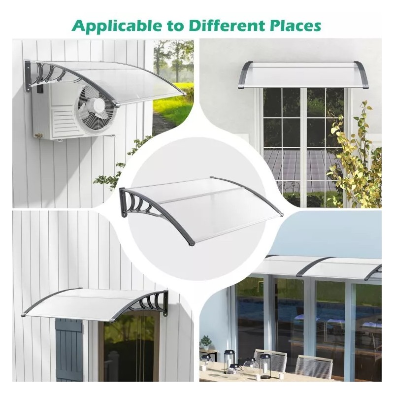 Costway 48" x 40" Door Exterior Window Awning Canopy Polycarbonate