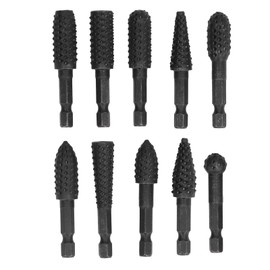 10Pcs Woodworking Grinding Drill 1/4in Hex Shank Engraving File Rotary Burr Drill Bits Set