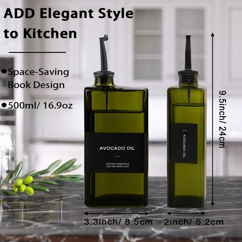 Gelury Olive Oil Dispenser Bottle for Kitchen 16.9oz, UV-Blocking Oil