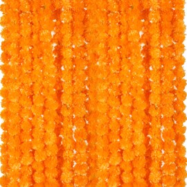 Giegxin 15 Guirnaldas de Caléndula de 5 Pies Hebras Largas Flores de Caléndula Falsas Guirnaldas de Flores de Imitación Decoraciones de Boda Indias Gu