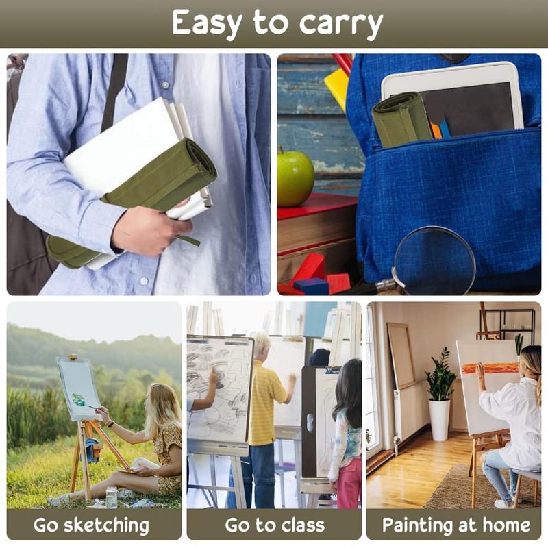 skytowards 30 Compartments Pencil Roll Pencil Case Canvas Brush Bag