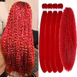 Gozill Red Boho Braiding Hair Pre stretched