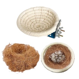 ZHYUAN Brutnest Vögel,Vogelnest Baumwollseil,Brutnest aus Baumwollseil für Vögel,Vogelnest,Ausgestattet mit Kokosseide für Vögel, atmungsaktives Strohpapageiennest im Sommer, Vogelbrutnest