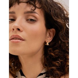 Jenosy Earrings Gold Women's Bow Earrings Women's Delicate Bow Earrings Hoop Earrings Girls Fashionable Lightweight Cartilage Huggie Hypoallergenic Earrings 18K Gold-Plated Fashion Jewellery for Women