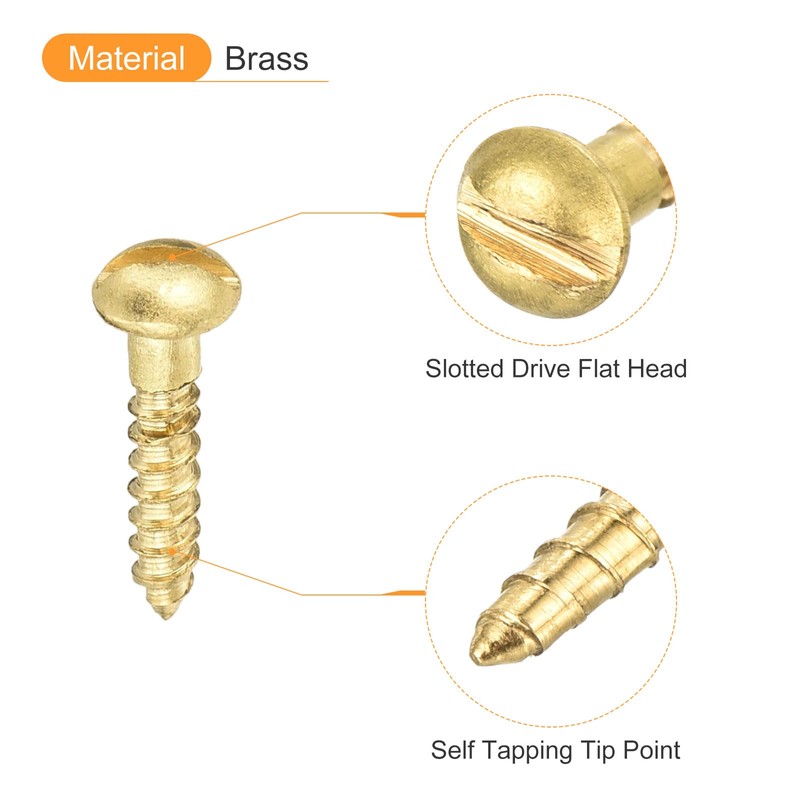 sourcing map Wood Screws M2 x 10mm Slotted Round Head