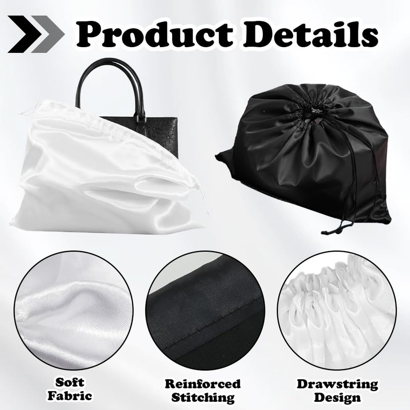 2 PCS 50×40cm Dust Bags for Handbags White Black Purse
