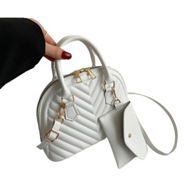TQUXNGA 2023 Neue Muscheltasche, Umhängetasche, trendige Tasche für Mädchen und Frauen, PU-Tasche, einfarbig, Handtasche, Crossbody-Tasche mit kleiner Geldbörse, weiß