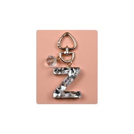 Initial Letter Keychain Bling Gifts for Women Girls Backpack Bag Charm Accessories Cute Heart Crystal wallet Car keyring(Z-white)