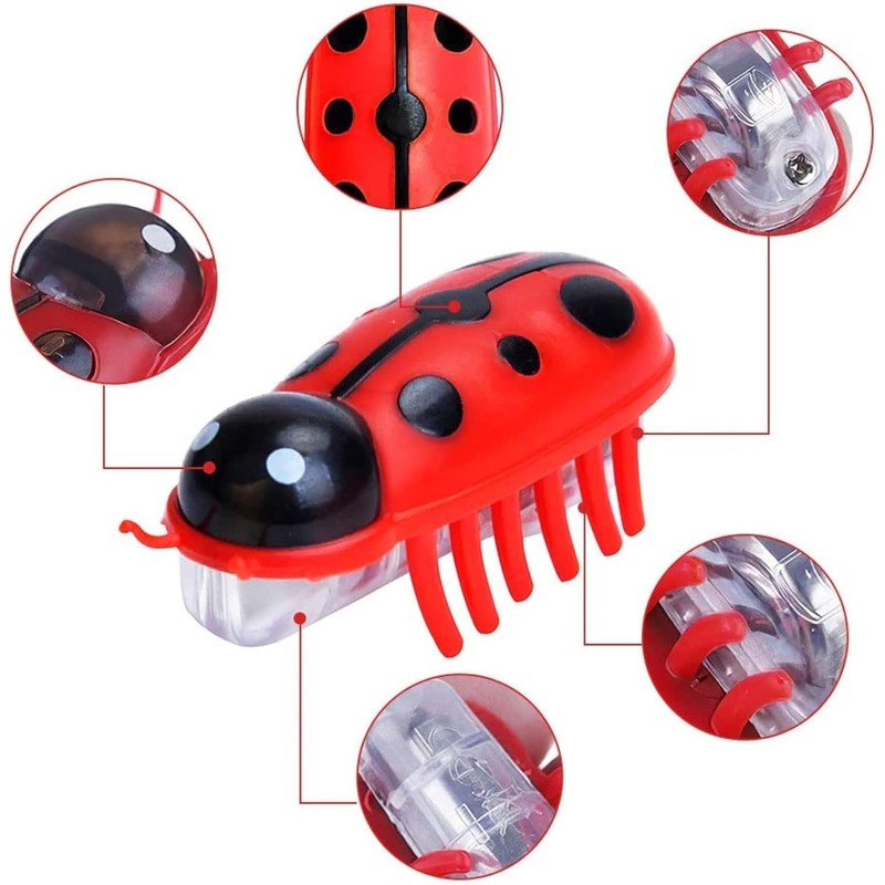 Kinberry 4pcs Mini Robot Beetle Cat Toy - Electric Glowing