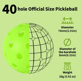 4 pcs Pickleball Balls,40 Holes Outdoor Pickleball balls,8mm Precision Drilled-Spaced Pickle ball Set-Professional Plastic Ball for Pickleballs Paddles and Indoor&Outdoor Floor Sport Court(green)