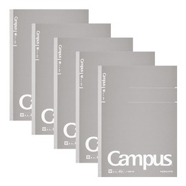 Kokuyo No-4W-MX5SET Adult Campus Notebook, Plain B5, 40 Sheets, Pack of 5, Gray