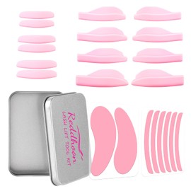 3 In 1 Lash Lift Pads, 7 Sizes 14Pcs Silicone Soft Eyelash Lift Shield for Lash Lift Kit, Reusable Eye Patches & Lash Lift Ribbon Curlers,DIY Lash Lift Tools for Eye Lashes Lift Perming (Pink)