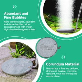 hygger Aquarium Air Stone, 2.3 Inch Fish Tank Bubbler Stone Kit Makes Super Tiny Bubbles, Ultra-High Dissolved Airstone with Stainless Steel Base Aquarium Fish Tank and Hydroponic