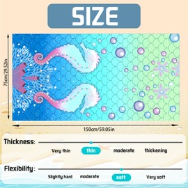 AUNGKWANG Seahorse Beach Towel for Children, 75 x 150 cm Beach Towel for Girls, Microfibre Beach Towel, Ultra Absorbent, Quick Drying Bath Towel, for Beach, Travel, Swimming