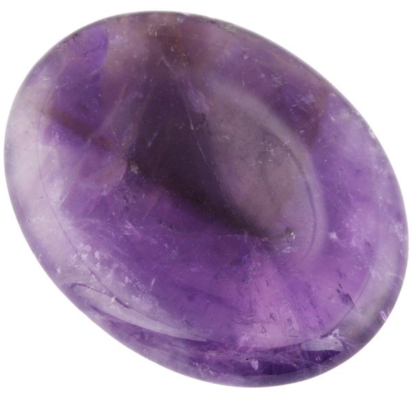mookaitedecor Amethyst Thumb Stone Crystal Gemstone Massage Stone with Hollow Worry Stone for Healing Reiki Size Approx. 45 x 35 x 8 mm (Pack of 2)