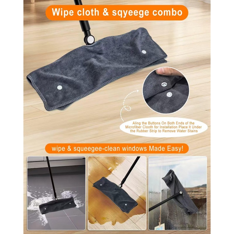 Angootao Heavy Duty Floor Squeegee, 53 Inch Long Handle Cleaning