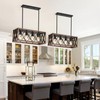 KEESFU 4-Light Farmhouse Linear Chandelier for Dining Room,Adjustable Rustic Pendant