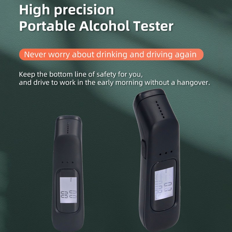 Breathalyzer Black Portable Mini Dustproof High Accuracy Rechargeable Blowing Special