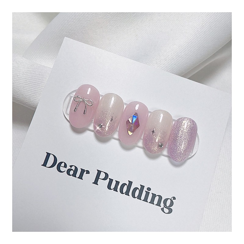 [Handmade Nail Tips] Pink Glossy Nail Tips - Almond /