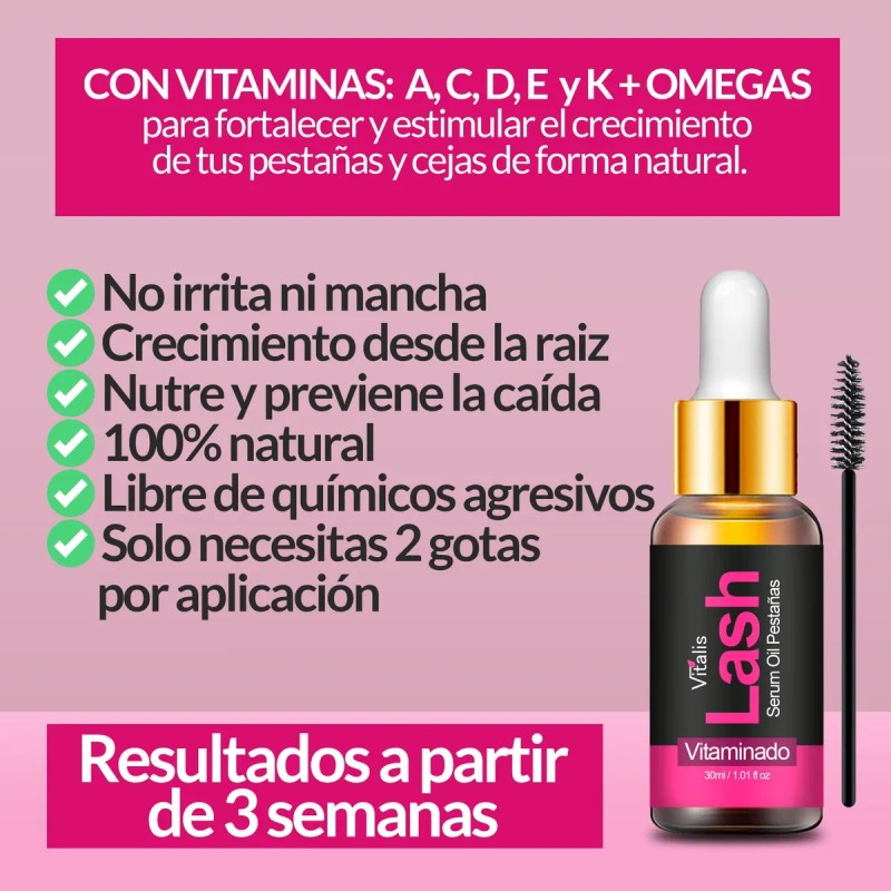 Vitalis Suero Para Crecimiento De Pestañas 100% Natural Lash