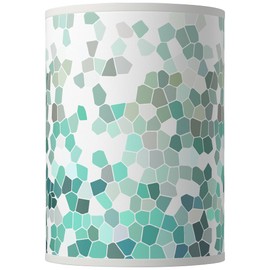 Cylinder Hardback Giclee Print Lamp Shade Aqua Mosaic Green Blue Small 8" Top x 8" Bottom x 11" High Spider with Replacement Harp and Finial Fitting - Giclee Glow
