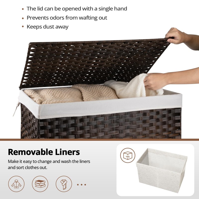 OIAHOMY Large Storage Basket with Lid, 42.3 Gallon (160L) Blanket