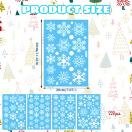 Christmas Window Stickers, 228PCS Snowflake Stickers, Silver Snowflake Static Clings, Christmas Decorations for Indoor Windows, Decorate Home interiors for Christmas