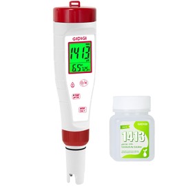 pH Meter for Hydroponic Water,Digital EC ppm Tester for Nutrients,pH TDS Reader 4 in 1 with 1413 μs/cm Calibration Solution,High-Sensitivity Backlit Display for Drinking Water,DWC,Indoor Plants