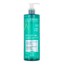 A-Derma Biology AC Gel Espumoso Purificante, Piel Mixta, Uso Día y Noche, 400 ml