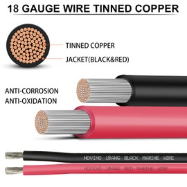 18 Gauge Marine Wire Include 18 AWG 50FT Red & 50FT Black,18 Gauge Marine Grade Wire Tinned Copper Oxygen-Free Boat Electrical Cable for Automotive/RV/Camper/Trailer Outdoor Use