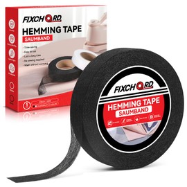 FIXCHORD Hemming Tape, Wonder Web Hemming Tape, No Sewing Iron on Tape, Iron on Hemming Tape, Extra Strong Fusible Fabric Tape for Clothes Curtains Ironing and Bonding, DIY Crafts, Black, 30m*20mm