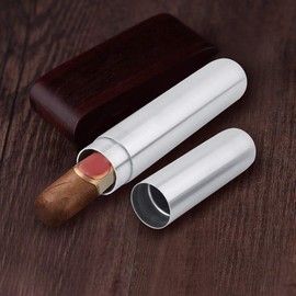 Nikou Stainless Steel Cigar Case, Thickened Cigar Stand Humidor Tube Travel Carry Bag Container for Men, flowers