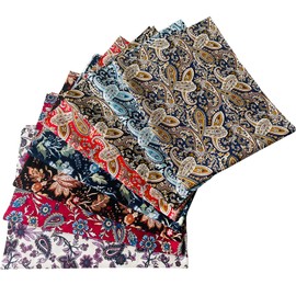 18" x 22" Fat Quarters Quilting Cotton Fabric Bundles for Sewing, 8 PCS Paisleys