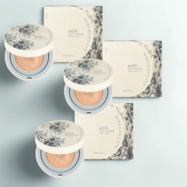 Fit Your Skin Art Fit Glow Cushion Non-crumbling Cover Pact Cushion Foundation, No. 21 (Pale Rose), 3 pcs. / 핏유어스킨 아트핏 글로우 쿠션 무너짐 없는 커버 팩트 쿠션 파운데이션, 21호(페일 로즈), 3개