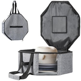 Viscogrip Hat Box, Hat Boxes for Women Men Storage, Collapsible Hat Storage with Viewing Window for Travel, Cowboy Hat Organizer with Handle for Closet, Hat Travel Case for Beach Hat, Straw Hat, etc