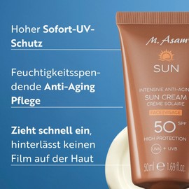 M. Asam M. Asam SUN Intensive Anti-Aging Sunscreen Face SPF 50 (50 ml)  Face cream with immediate protection against UVA and UVB rays, prevents sun-related skin damage, with aloe vera and coconut water