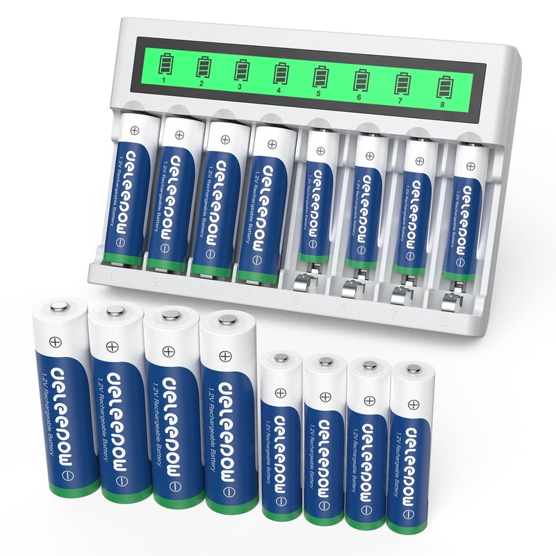Deleepow NiMH AA Rechargeable Batteries 8 Pack 3300mAh 1.2V AA