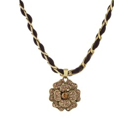Alilang Light Smoked Topaz Gold Single Flower Pendant Crystal Rhinestone Necklace