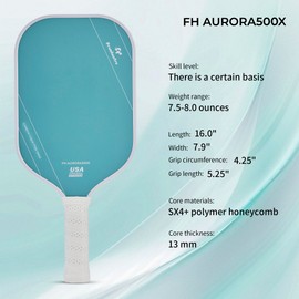 FH-500 T700 Pickleball Racket, 14MM Thick Two-Handed Offensive Pickleball Racket, Speed and Control (Light Blue)