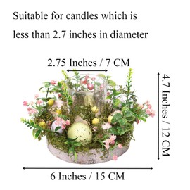 2pcs 6” Easter Eggs Candle Glass Cup, Spring Artificial Flower Greenery Romantic Votive Tealight Candlestick Holder with Faux Plants Home Coffee Table Decor Centerpiece Indoor Easter Craft Gifts