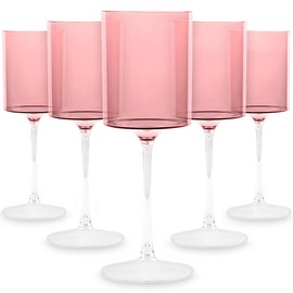 Bluesky Pink & Clear Two-Tone Wine Glass Set - 9 Oz (5 Pieces) - Elegant, Sophisticated Design for Upscale Events & Unforgettable Moments – Ideal for Wine Tasting, Celebrations, and Gifting