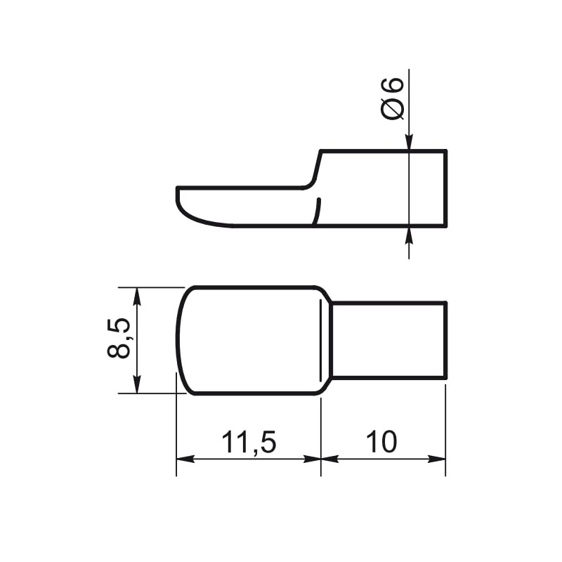 Design61 Shelf Support 6mm Shelf Support for Shelves Nickel Plated