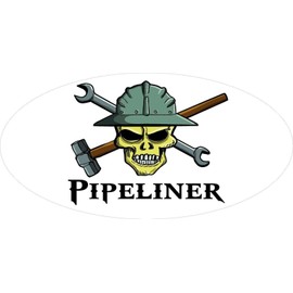 StickerDad (3 PACK) Pipeliner Skull Oilfield Roughneck - size: 3" X 1.5" - Full Color Printed Sticker for Hard Hat, Helmet, Windows, Walls, Bumpers, Laptop, Lockers, etc.