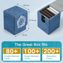 Deoyibu Deck Box for MTG Cards, Deck Box 100 for Magic Commander TCG, PU and Magnetic Design Card Box, Trading Card Box, Compatible with Trading Card Games, Yugioh Cards etc. Blue