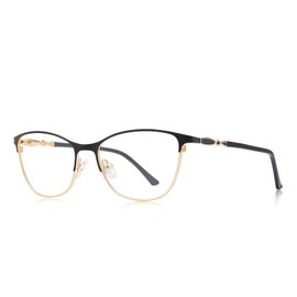 OLIEYE Cat Eye Reading Glasses For Women Retro Design Reader Computer Glasses with Spring Hinges (Gold&Black, 150)