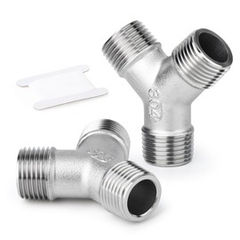 ERGAOBOY 2 Pcs Stainless Steel 304 1/4" BSP Male 3 Way Y Shape T Piece Pipe Fittings for Water/Oil/Gas