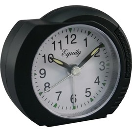 Equity 27001 Black Quartz Analog Alarm Clock with Ascending Alarm