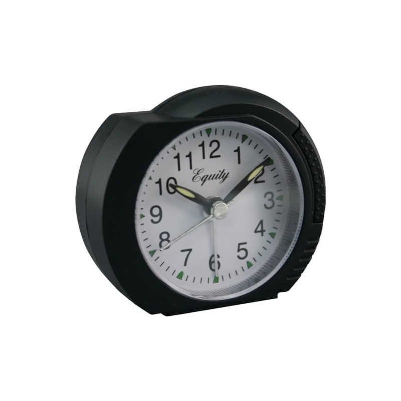 Equity 27001 Black Quartz Analog Alarm Clock with Ascending Alarm