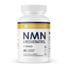 NMN & Resveratrol Complex 1100mg, Anti-Aging Antioxidant Dietary Supplement, 60 Capsules